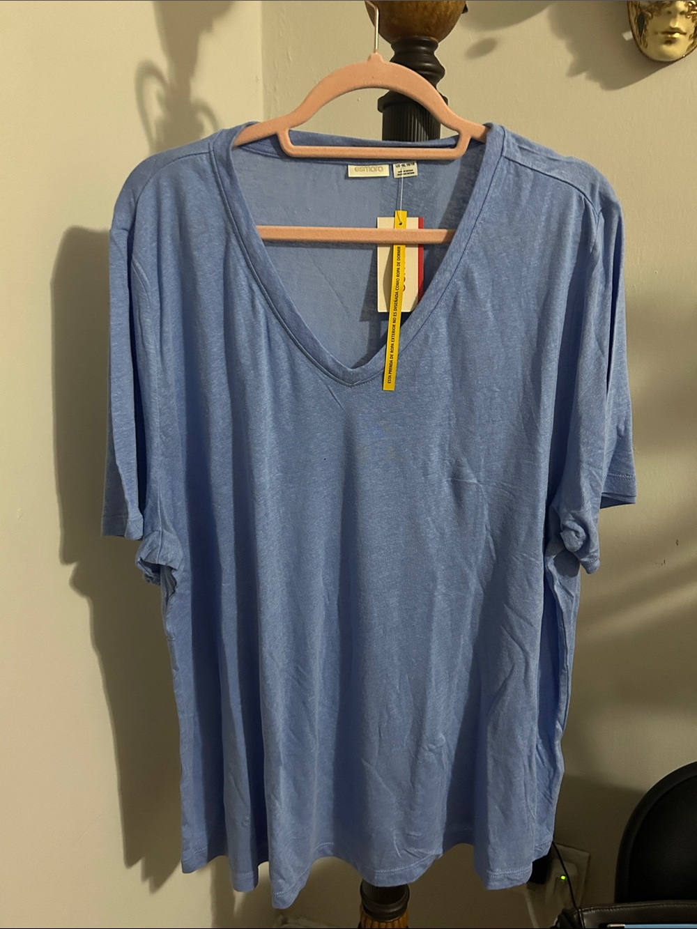 Esmara Relaxed V-Neck Short Sleeve Tee in Light Blue